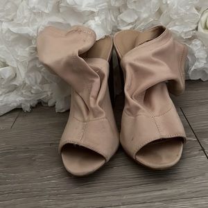 Charlotte Russe Nude Ankle Cut out Sock Heels SIZE 7